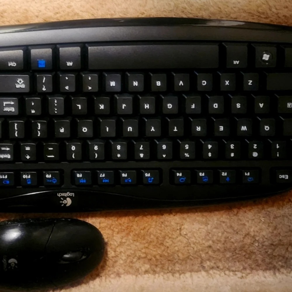 Logitech Black and Blue Desktop Keyboard